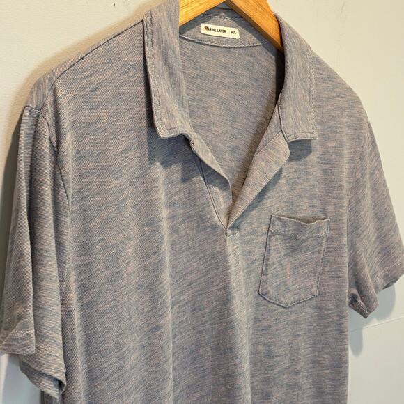 Marine Layer Space Dye Split Neck Short Sleeve Polo Shirt - size M/L - Picture 2 of 6